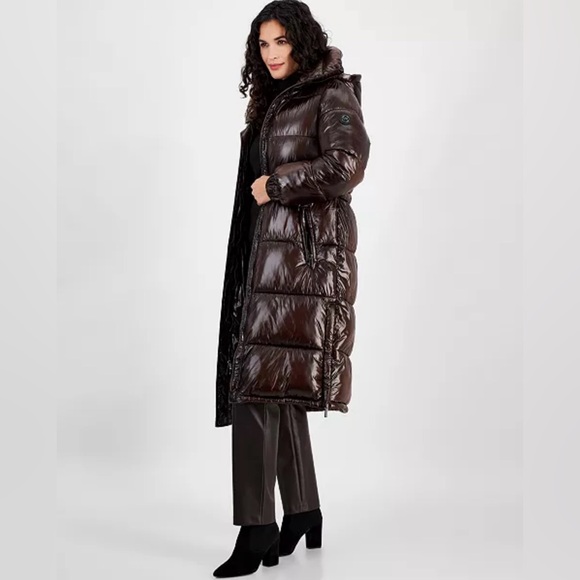 Michael Kors Shine Hooded Anorak Puffer Coat in Brown - Picture 2 of 4